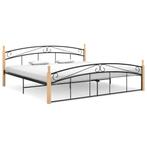 vidaXL Bedframe metaal en massief eikenhout zwart 200x200 cm, Huis en Inrichting, Slaapkamer | Bedden, Verzenden, Zwart, Overige maten