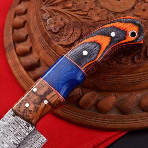 Keukenmes - Chefs knife - Pakka hout en gevouwen staal -, Antiek en Kunst, Antiek | Keukenbenodigdheden
