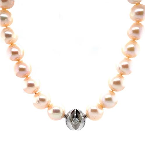 Schoeffel parel collier met diamant 18 krt, Sieraden, Tassen en Uiterlijk, Kettingen, Nieuw, Ophalen of Verzenden