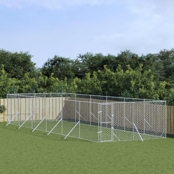 vidaXL Hondenkennel voor buiten 4x12x2 m gegalvaniseerd, Dieren en Toebehoren, Honden-accessoires, Nieuw, Verzenden