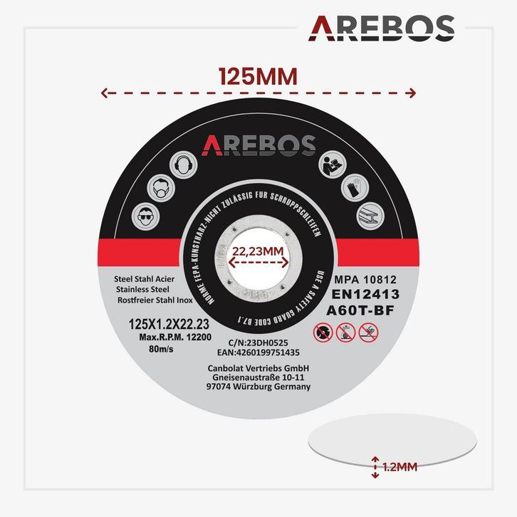 Slijpschijven - 50 stuks - 125mm x 1mm, Doe-het-zelf en Verbouw, Gereedschap | Slijpmachines, Nieuw, Verzenden