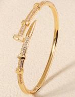 14K Gold Plated Spijker armband incl Bergkristal, Nieuw