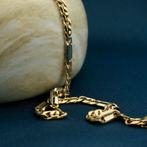 Bicolor gouden Figaro schakel armband | 18,5 cm (witgoud), Sieraden, Tassen en Uiterlijk, Armbanden, Ophalen of Verzenden, Gebruikt