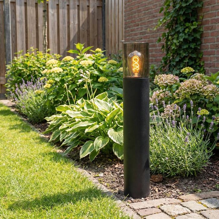 LED Tuinpaal - Staande buitenlamp met Smoked Glas | 50cm, Tuin en Terras, Buitenverlichting, Netvoeding, 50 tot 250 watt, Nieuw