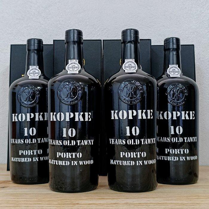 Kopke - 10 years old Tawny - Porto - 4 Flessen (0.75 liter), Verzamelen, Wijnen