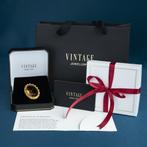 Gouden vintage entourage broche met roosdiamant 14 krt/925, Ophalen of Verzenden, Nieuw