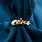 Gouden subtiele ring met zirconia (rond briljant geslepen), Gebruikt, Overige kleuren, Ophalen of Verzenden, 17 tot 18