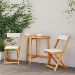 vidaXL 3-delige Vouw Bistro Set met Kussens van Massief, Tuin en Terras, Tuinsets en Loungesets, Verzenden, Nieuw