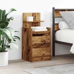vidaXL Nachtkastje met 2 lades 38x34x80 cm oud houtkleurig, Verzenden, Nieuw, Hout