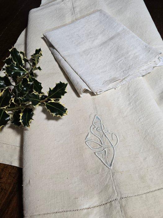 Laken - 280 cm - 22 cm - Oude stoffen, Antiek en Kunst, Antiek | Kleden en Textiel