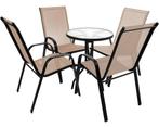 Elegante tuinstoel met textielbekleding - Beige - 54x65x89cm, Tuin en Terras, Tuinstoelen, Ophalen of Verzenden, Nieuw, Metaal