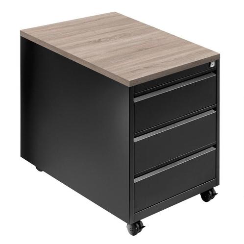 -16% Ladeblok Basic 3 Laden - Zwart met Robson Eiken topblad, Huis en Inrichting, Kasten | Ladekasten, 3 of 4 laden, 75 cm of meer