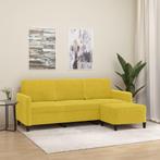 vidaXL Driezitsbank met voetenbank 180 cm fluweel geel, Verzenden, 150 tot 200 cm, Stof, Driepersoons