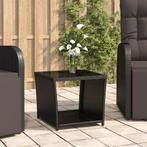 vidaXL Salontafel met glazen blad poly rattan en gehard glas, Verzenden, Nieuw