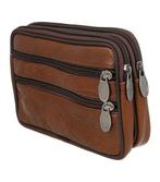 Heuptas Dubbele Rits 19cm Leder Cognac Bruin, Nieuw