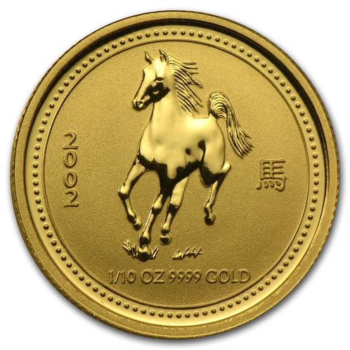 Gouden Lunar I - 1/10 oz 2002 Year of the Horse, Postzegels en Munten, Munten | Oceanië, Losse munt, Goud, Verzenden