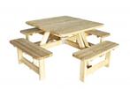 Picknicktafel Vierkant 40 mm dik bladmaat 115 x 115 cm, Tuin en Terras, Tuinsets en Loungesets, Nieuw, Verzenden