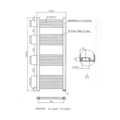 Designradiator Boss & Wessing Vertico Multirail 100x40 cm, Doe-het-zelf en Verbouw, Verwarming en Radiatoren, Ophalen of Verzenden