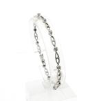 Witgouden fantasie armband met diamant; 0,24 ct. | 19 cm, Sieraden, Tassen en Uiterlijk, Armbanden, Gebruikt, Overige kleuren