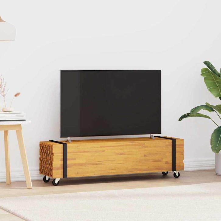 vidaXL TV-standaard Bruin 110 x 30 x 30 cm Massief Teakhout, Huis en Inrichting, Kasten | Televisiemeubels, Nieuw, Minder dan 50 cm