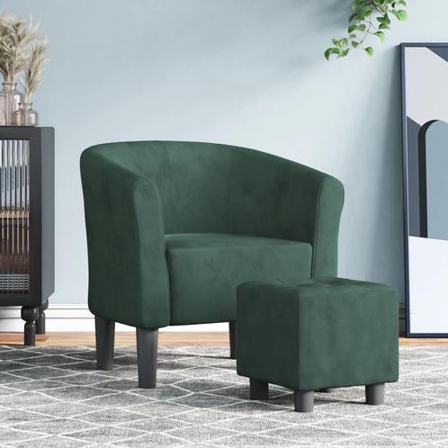 vidaXL Kuipstoel met voetenbank fluweel donkergroen, Huis en Inrichting, Fauteuils, Nieuw, Verzenden