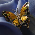 18 Krt. Bicolor gouden broche/hanger van een vlinder met..., Ophalen of Verzenden, Gebruikt, Goud, Overige merken