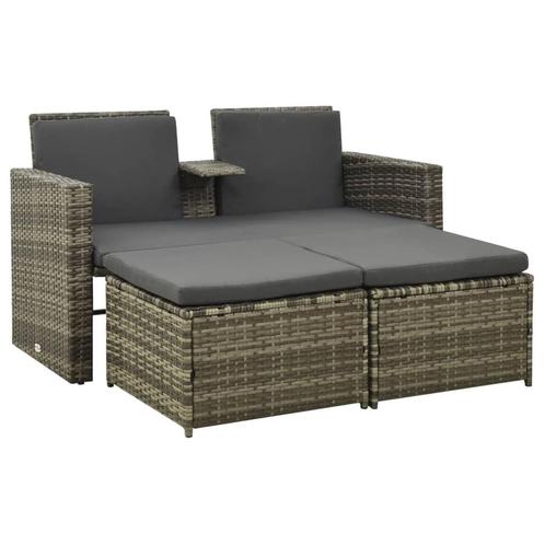 vidaXL 3-delige Loungeset met kussens poly rattan grijs, Tuin en Terras, Tuinsets en Loungesets, Loungeset, Nieuw, 3 zitplaatsen