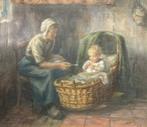 H. A. Dievenbach (1872-1946) - Moeder, haar kind pap voerend, Antiek en Kunst, Kunst | Schilderijen | Klassiek