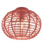 Rotan plafondlamp roze, Roza, Huis en Inrichting, Lampen | Plafondlampen, Ophalen of Verzenden, Nieuw, Metaal, Landelijk