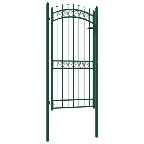 vidaXL Poort met speerpunten 100x200 cm staal groen, Tuin en Terras, Tuinpoorten, Nieuw, Verzenden
