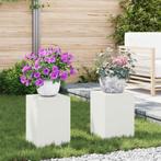 vidaXL Buiten Plantenstandaard Pilaar 2 stuks Wit 24x24x35, Verzenden, Nieuw
