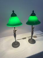 Tafellamp (2) - Glas, Metaal, Messing
