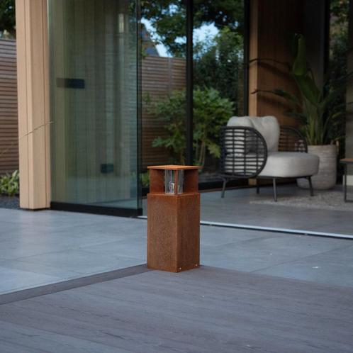 Marina 40 Square Tuinlamp Corten Tuinverlichting, Tuin en Terras, Buitenverlichting, Verzenden