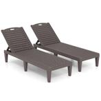2dekans | Coast Set van 2 Ligstoelen met Verstelbare, Huis en Inrichting, Stoelen, Ophalen of Verzenden, Zo goed als nieuw, Bruin
