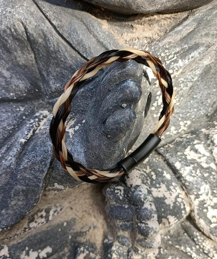 Paardenhaar armband enkel rond gevlochten- wit, bruin, Sieraden, Tassen en Uiterlijk, Armbanden, Verzenden