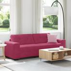 vidaXL Bank 3-zits 180 cm fluweel wijnrood, Verzenden, Minder dan 150 cm, Stof, Driepersoons