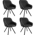 Draaibare fluwelen stoel Snug, gestoffeerd - zwart, Set van, Huis en Inrichting, Stoelen, Verzenden, Nieuw