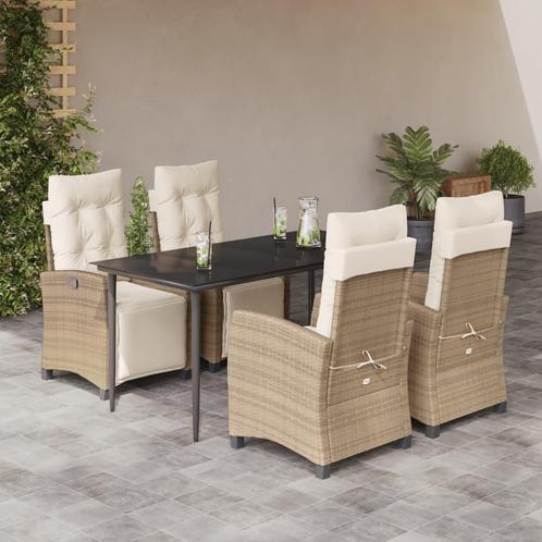 vidaXL 5-delige Tuinset met kussens poly rattan beige, Tuin en Terras, Tuinsets en Loungesets, Tuinset, Nieuw, Rotan, Verzenden