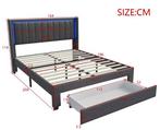 Gestoffeerd Tweepersoonsbed 160x200 cm met Lade, LED; USB, Verzenden, Nieuw