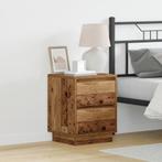vidaXL Nachtkastje met LED-lampen - Vintage Hout 39x34.5x50, Minder dan 45 cm, Verzenden, Nieuw, Minder dan 55 cm
