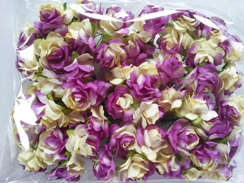 Mulberry roos cream -lila puffy 3, 75 cm./ pak50 roosje, Huis en Inrichting, Woonaccessoires | Kunstplanten en Kunstbloemen, Nieuw