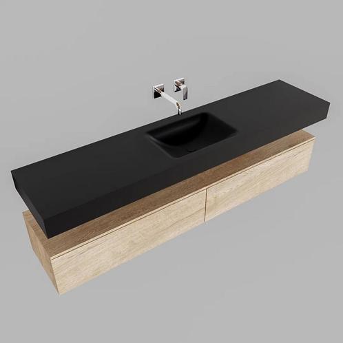 Badkamermeubel AQS Ibiza 200 cm Washed Oak Twee Soft-Close, Huis en Inrichting, Badkamer | Badkamermeubels, Ophalen of Verzenden