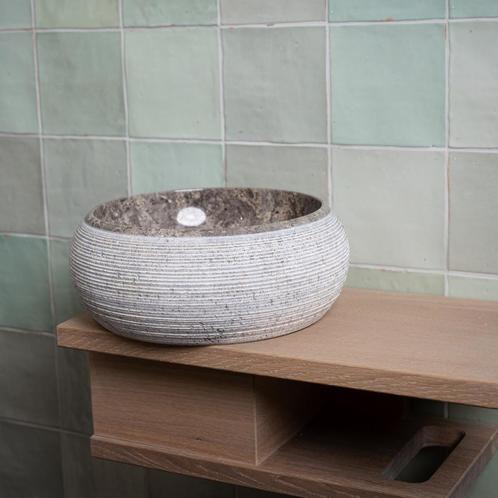 Waskom Loutro Rocky T Rond 20x20x12 cm Marmer Taupe, Doe-het-zelf en Verbouw, Sanitair, Overige typen, Nieuw, Ophalen of Verzenden