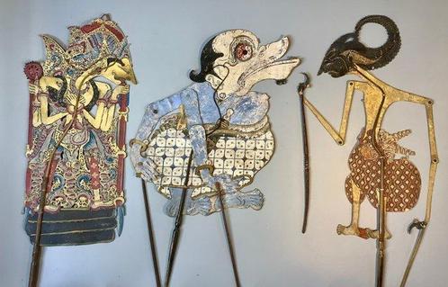 3 Wayang kulit poppen - Indonesië  (Zonder Minimumprijs), Antiek en Kunst, Kunst | Niet-Westerse kunst