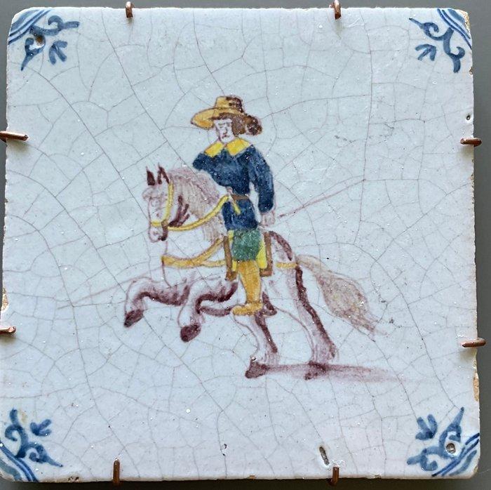 Tegel (3) - Ruiter te paard - Koninklijke Tichelaar Makkum -, Antiek en Kunst, Antiek | Glas en Kristal