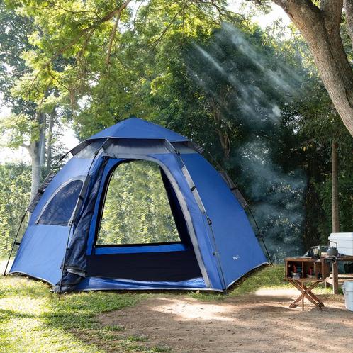 [pro.tec] Tent Nybro automatisch 240x205x140 cm blauw, Caravans en Kamperen, Kampeeraccessoires, Nieuw, Verzenden