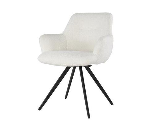Eetkamerstoel Doreen Bouclé - Wit | Livingfurn, Huis en Inrichting, Stoelen, Nieuw, Ophalen of Verzenden
