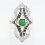 IGI  - (Emerald) 0.82 Ct, (Blue) Sapphire & Diamond Combo