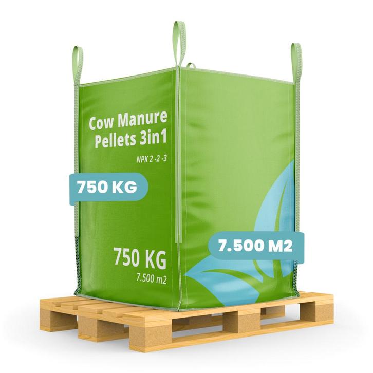 Koemestkorrels 3in1 (bigbag 750 kg - voor 7500 m2), Tuin en Terras, Aarde en Mest, Koemestkorrels, Verzenden