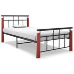 vidaXL Bedframe metaal en massief eikenhout 90x200 cm, 90 cm, Eenpersoons, Verzenden, Zwart